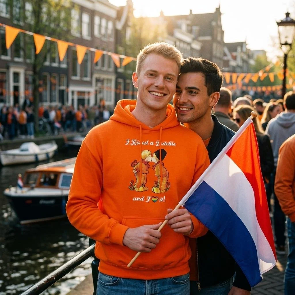 Dutch Hoodie "I Kissed A Dutchie & I ♡ It" (Two Boys Kissing)
