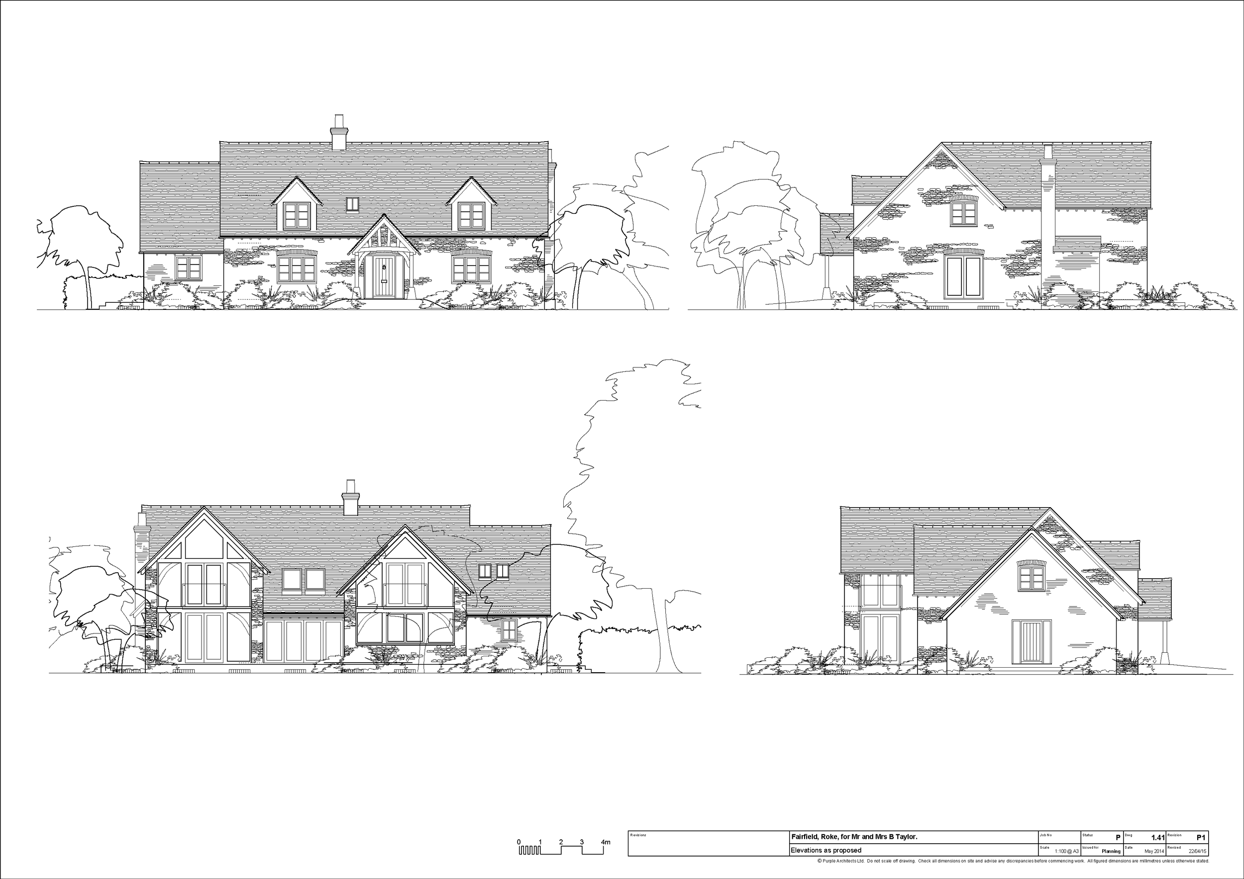Planning elevation drawings prepared by previous architect