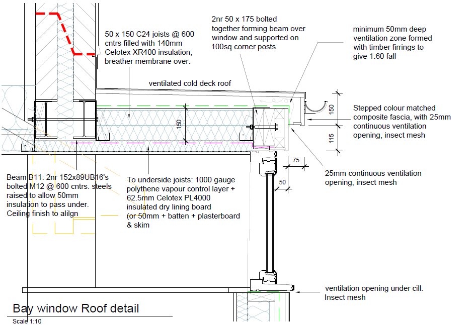 KD Design - detailed drawing of Bay window extension
