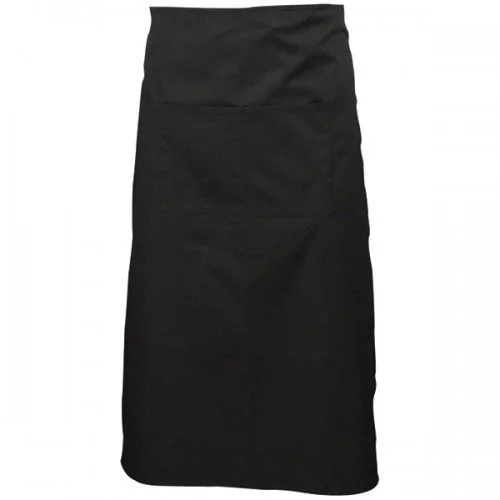BLACK 90CM LONG APRON W/POCKET