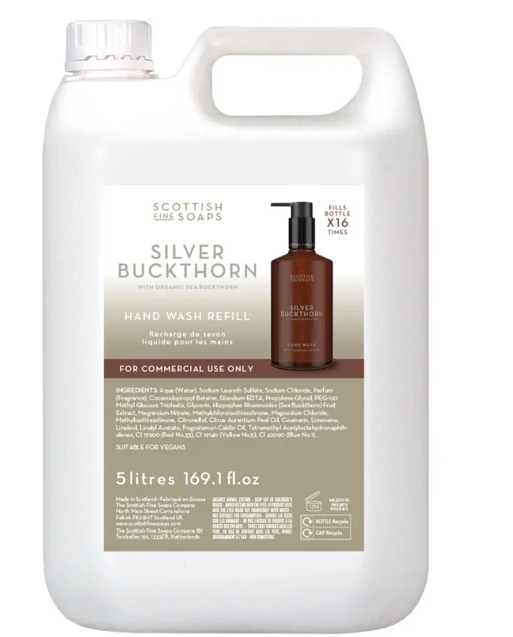 5 Ltr Silver Buckthorne Hand Wash Scottish Fine Soaps With PumpCOURTESY