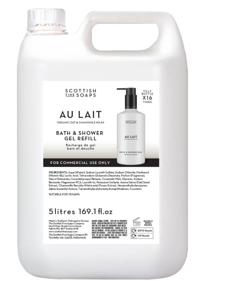 5 Ltr Au Lait Bath & Shower Gel Scottish Fine Soaps