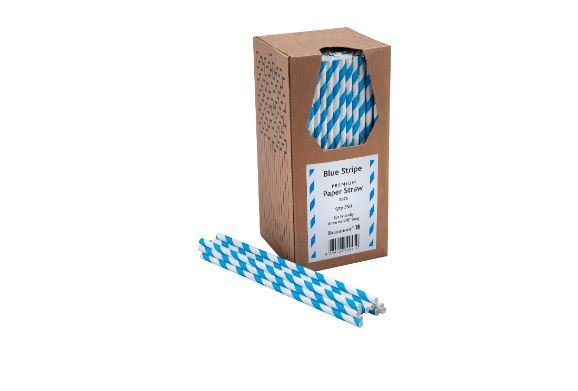 BLUE/WHITE STRIPED PAPER STRAWS