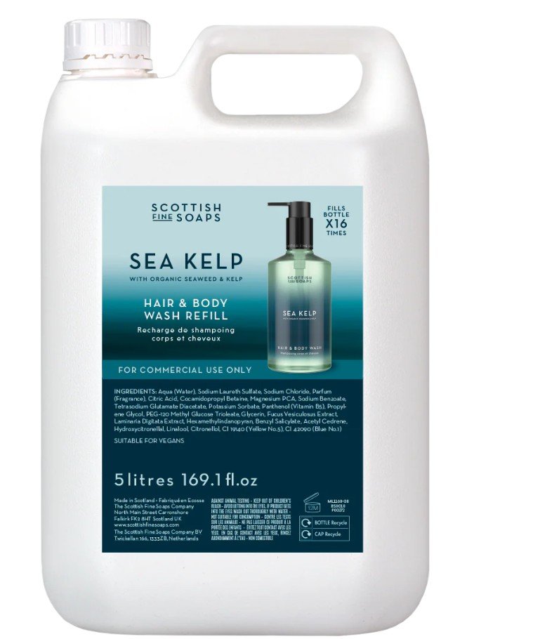 5 Ltr Sea kelp Hair & Body Shampoo Scottish Fine Soaps With Pump