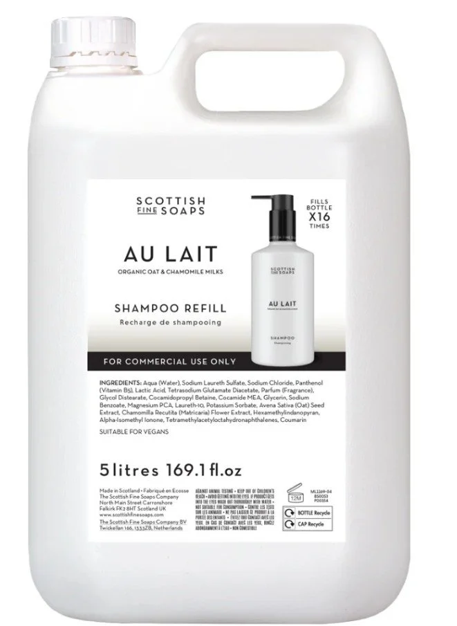 5 Ltr Au Lait Hair Shampoo Wash Scottish Fine Soaps