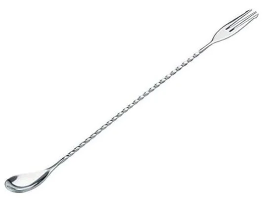 30cm TWISTED BAR SPOON WITH FORK END S/S