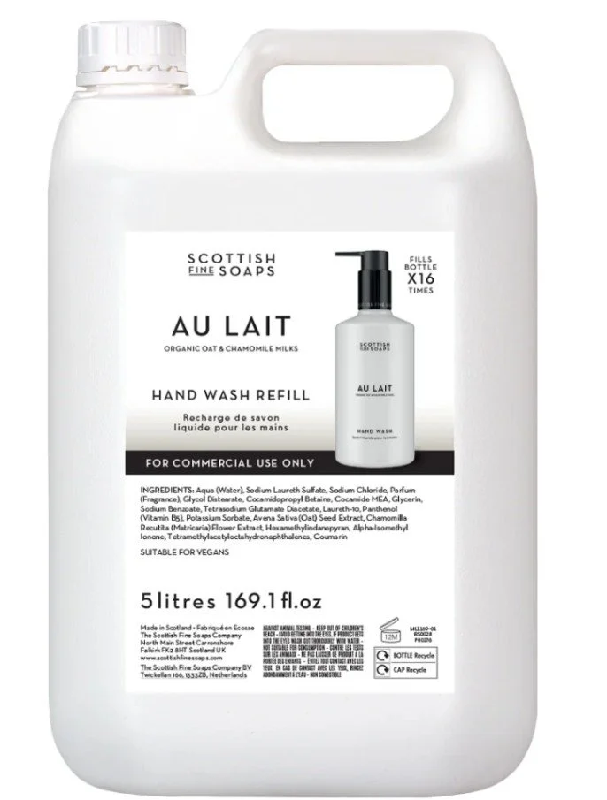 5 Ltr Au Lait Cream Hand Wash Scottish Fine Soaps With Pump
