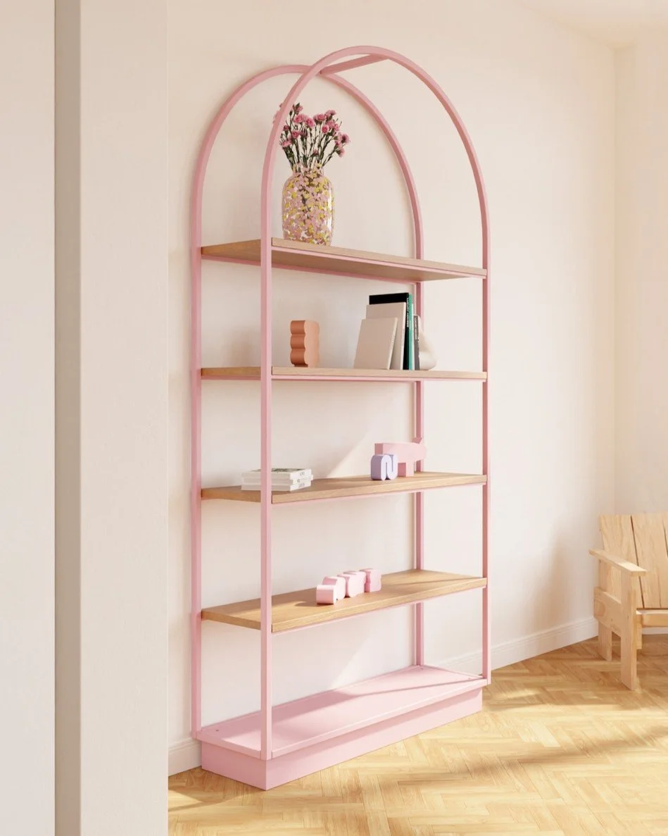 Regal Arc - Hellrosa und Eiche. 
Auch in deiner Wunschfarbe auf Anfrage erh&auml;ltlich.

#donnerblitzdesign #Designstudio #M&uuml;nster #Designerm&ouml;bel #ModernFurniture #FurnitureDesign #FurnitureLovers #HighEndFurniture #M&ouml;beldesign #Custo