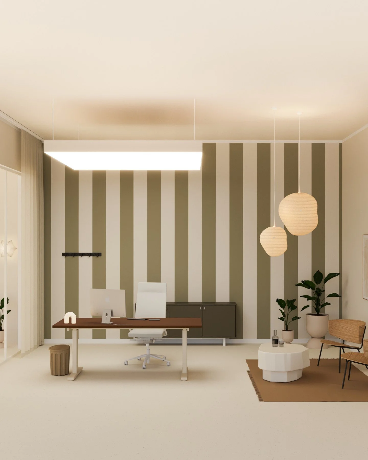 Durch unser 3D Programm k&ouml;nnen wir Eure R&auml;ume 1:1 nachbauen und mit unseren M&ouml;beln und denen unserer H&auml;ndler f&uuml;llen. 

Hier sind 3 B&uuml;rovarianten in den Looks unserer H&auml;ndler zu sehen. ferm living / HAY / Muuto 

Fra