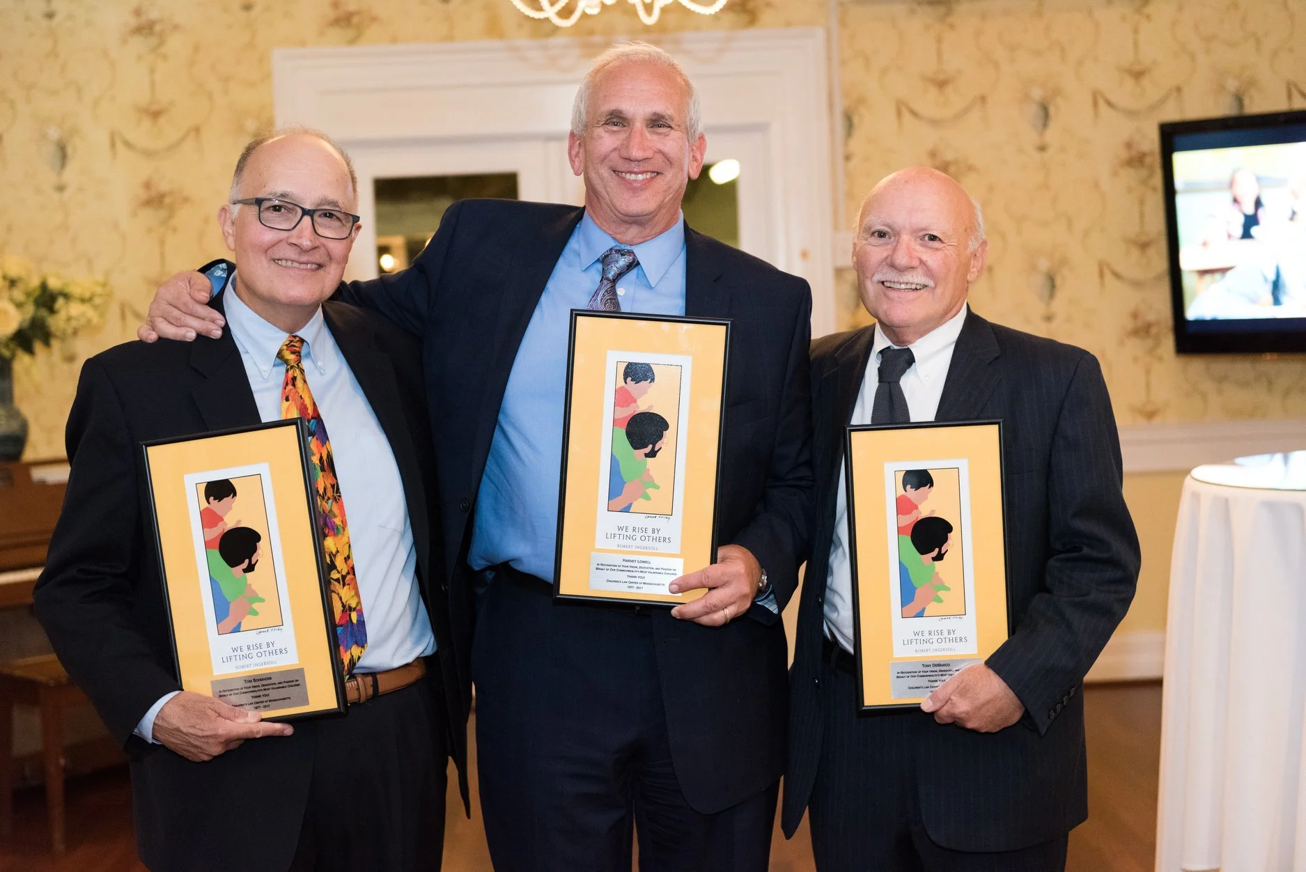 The Children’s Law Center Founders (L) Tom Schiavoni (M) Harvey Lowell (R) Tony DeMarco celebrating the 40th anniversary.