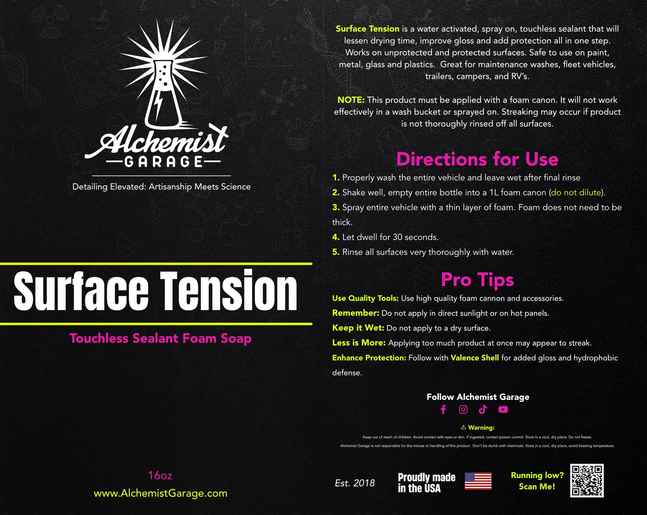 Surface Tension Touchless Sealant Foam Soap