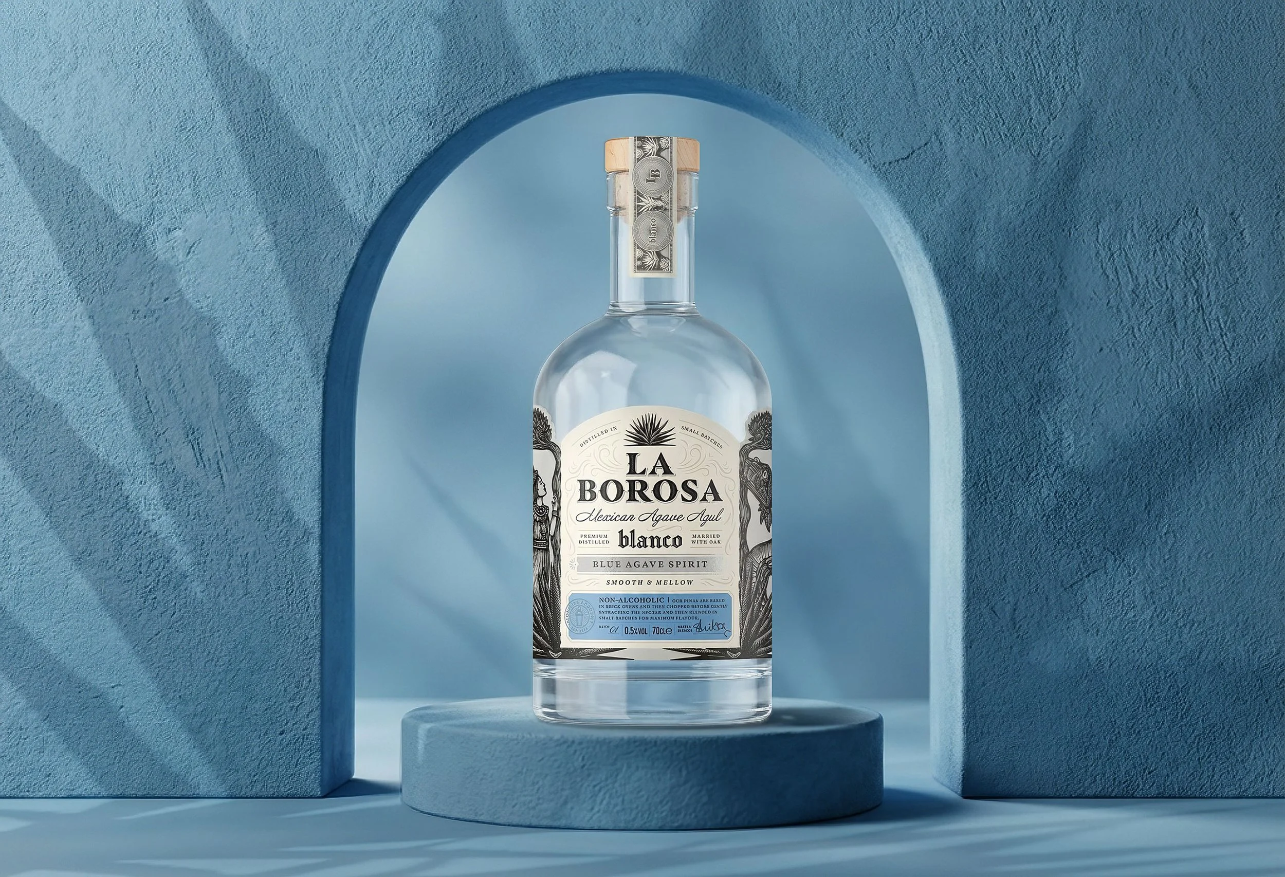 La Borosa non-alcoholic agave spirit packaging design by Sip Studio