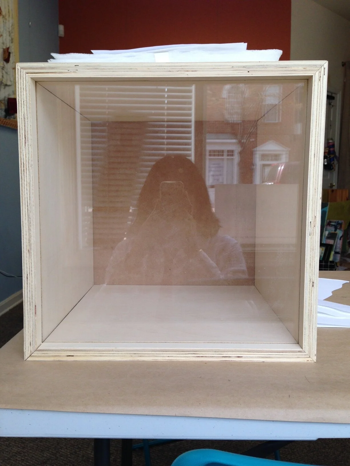 2. The package sat there for awhile. Then I opened it. The Box and Me! I love boxes but here I was freaking out. What would I put in the box? I don't work in sculpture. I just work with papers and words and color...