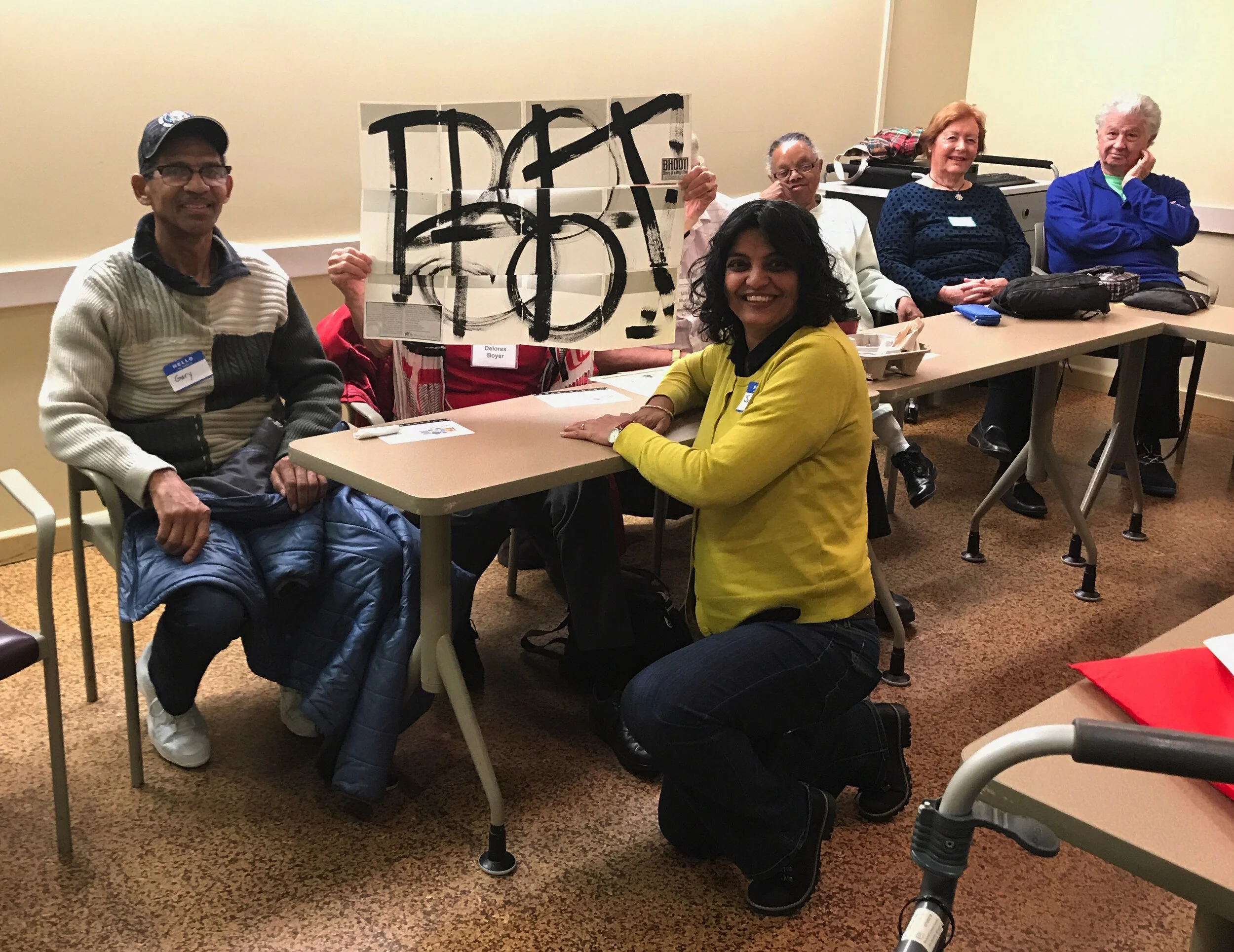 Sharing the book at a storytime with Arlington's senior citizens at Walter Reed Community center