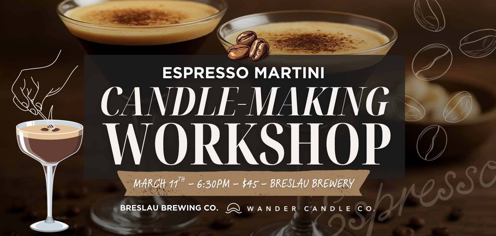 Sip &amp; Pour: Espresso Martini Candle Workshop @ Breslau Brewery in Lindenhurst