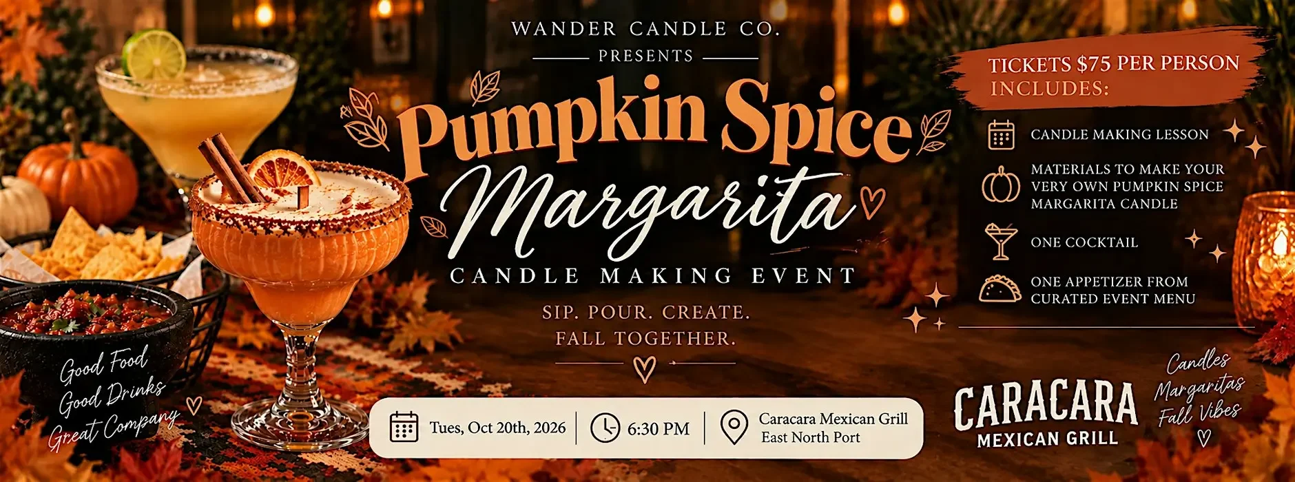 Pumpkin Spice Margarita Candle Making @ CaraCara Mexican Grille