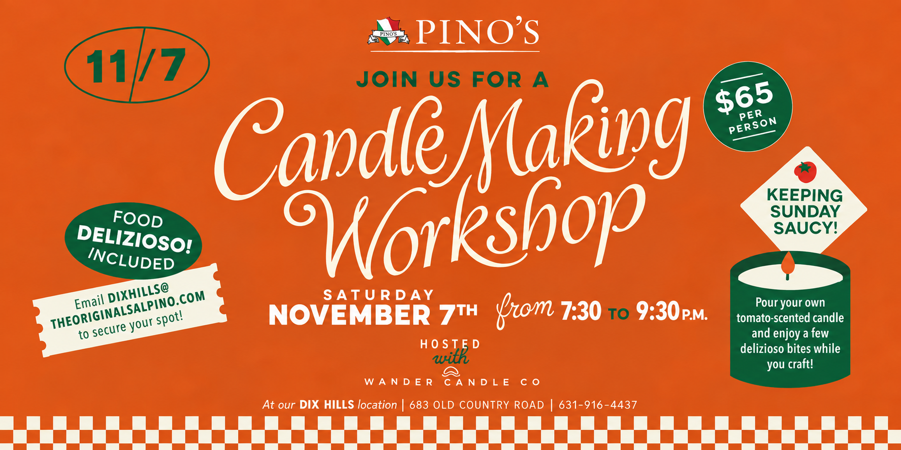 Wander Candle & Pino's - Candle Making Workshop – Sunday Sauce Edition