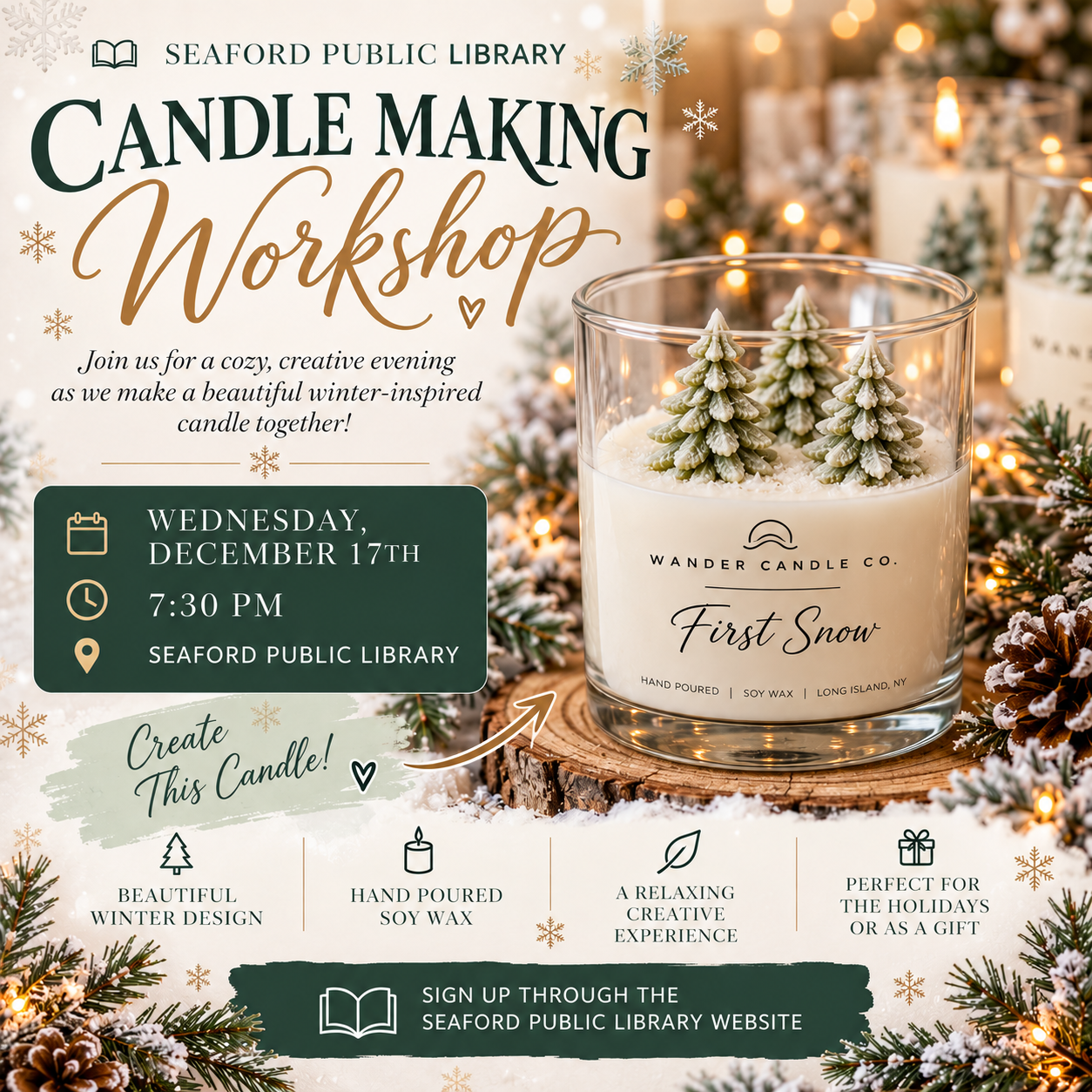 Winter Forest Candle Making @ Seaford Public Library