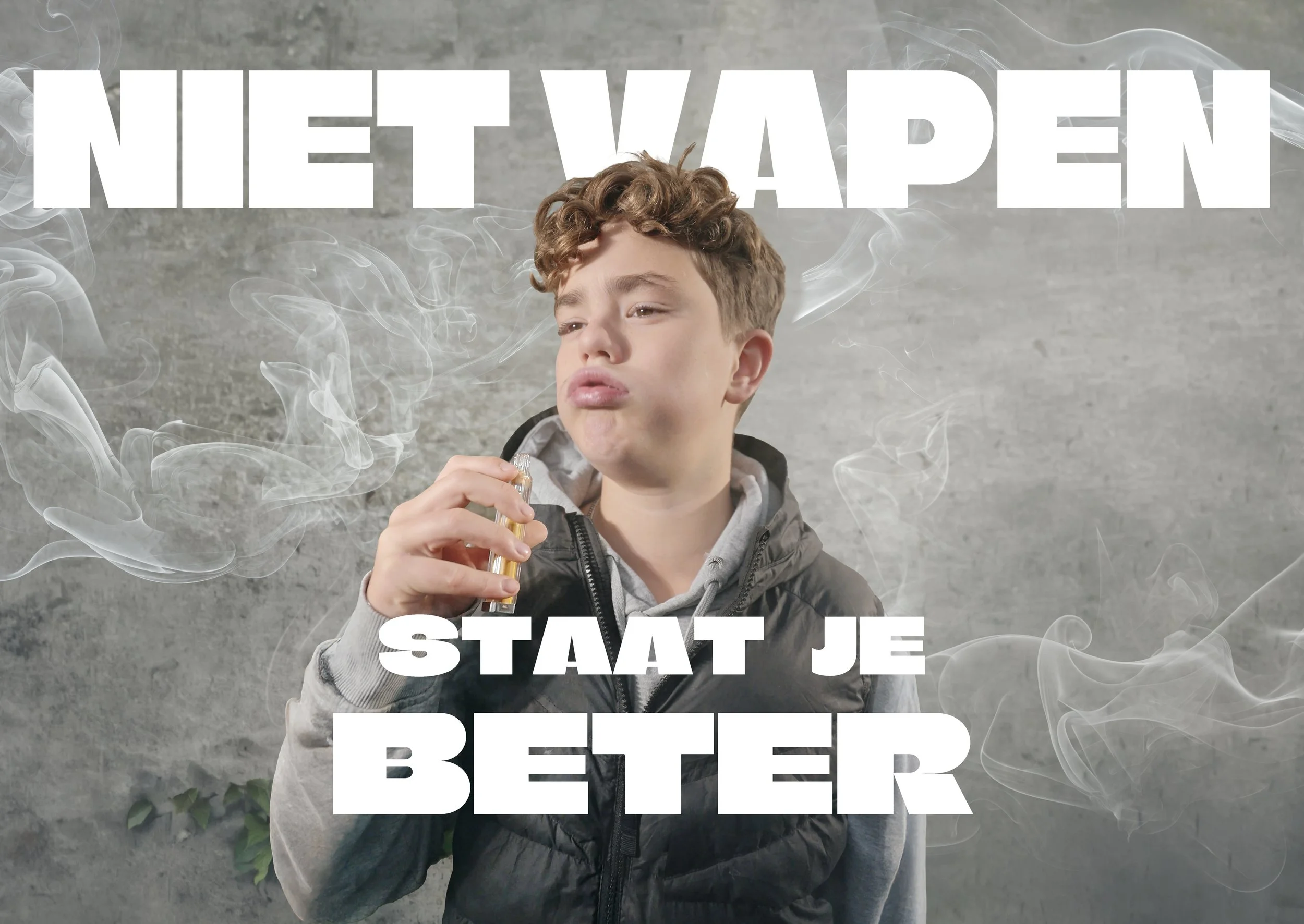 Poster van een preventiecampagne voor de Rookvrije Generatie gericht op jongeren en stoppen met roken en vapen.