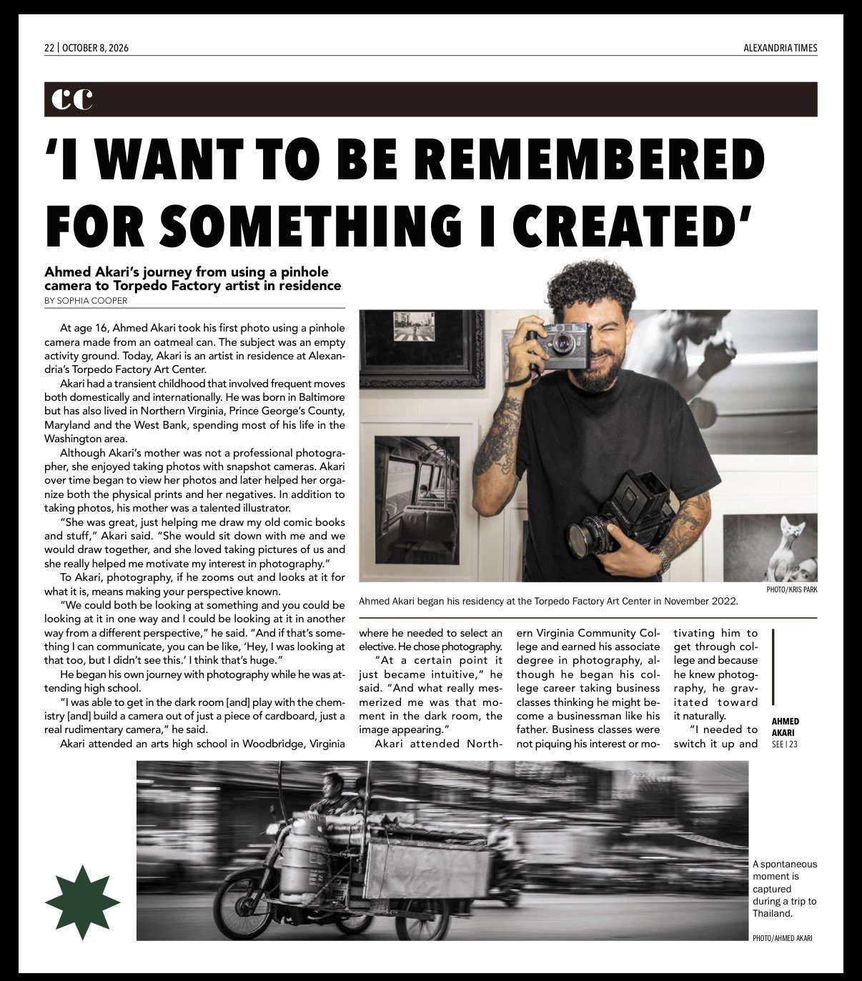 City Creatives: Ahmed Akari’s journey from pinhole camera to Torpedo Factory