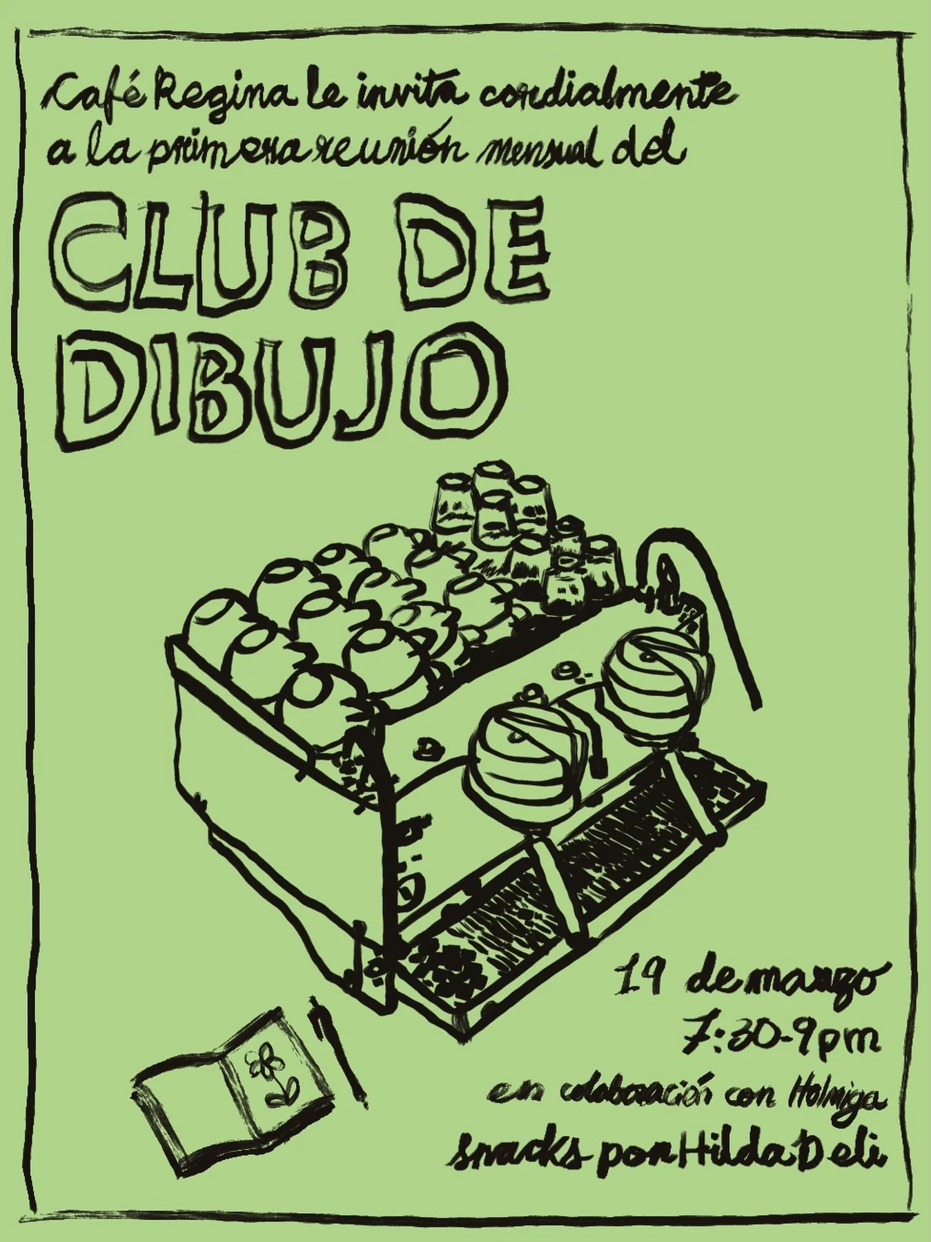 @mariojuanarete y @holmiga les invitan a la primera reuni&oacute;n del @clubdedibujo_pr en @caferegina_pr