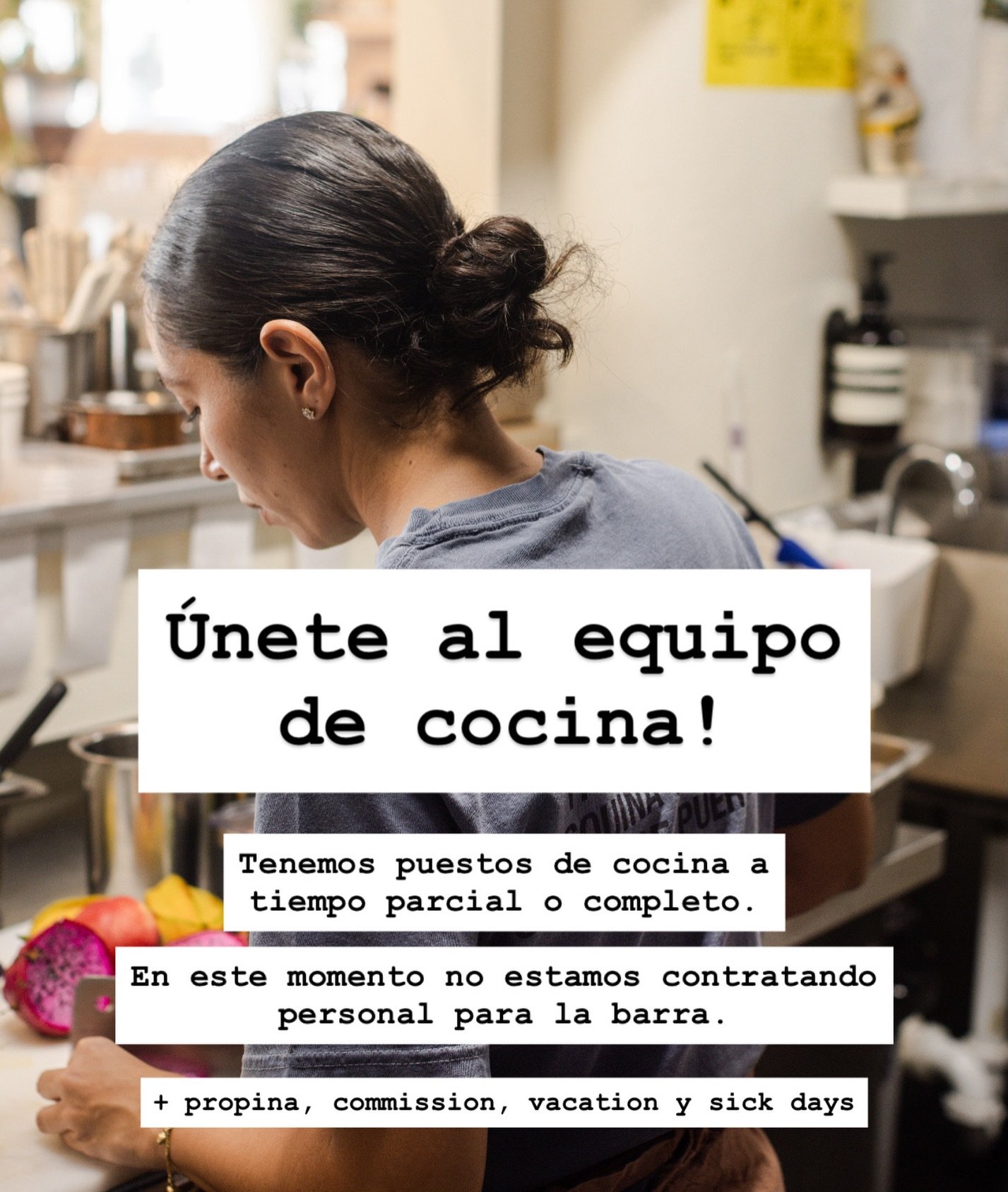 &Uacute;nete al equipo de cocina. 🙃 Enlace de solicitud en nuestro stories.