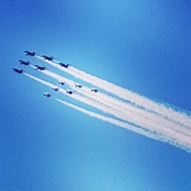 We took a break  to witness @usnavyblueangels and @afthunderbirds do a flyover to honor those heroes working in the battle against #covid19. THANK YOU FOR YOUR SERVICE!! #inthistogether #americastrong #atlanta