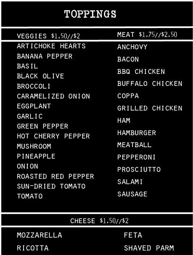 TOPPINGS — Giovanni's Home of Pizza