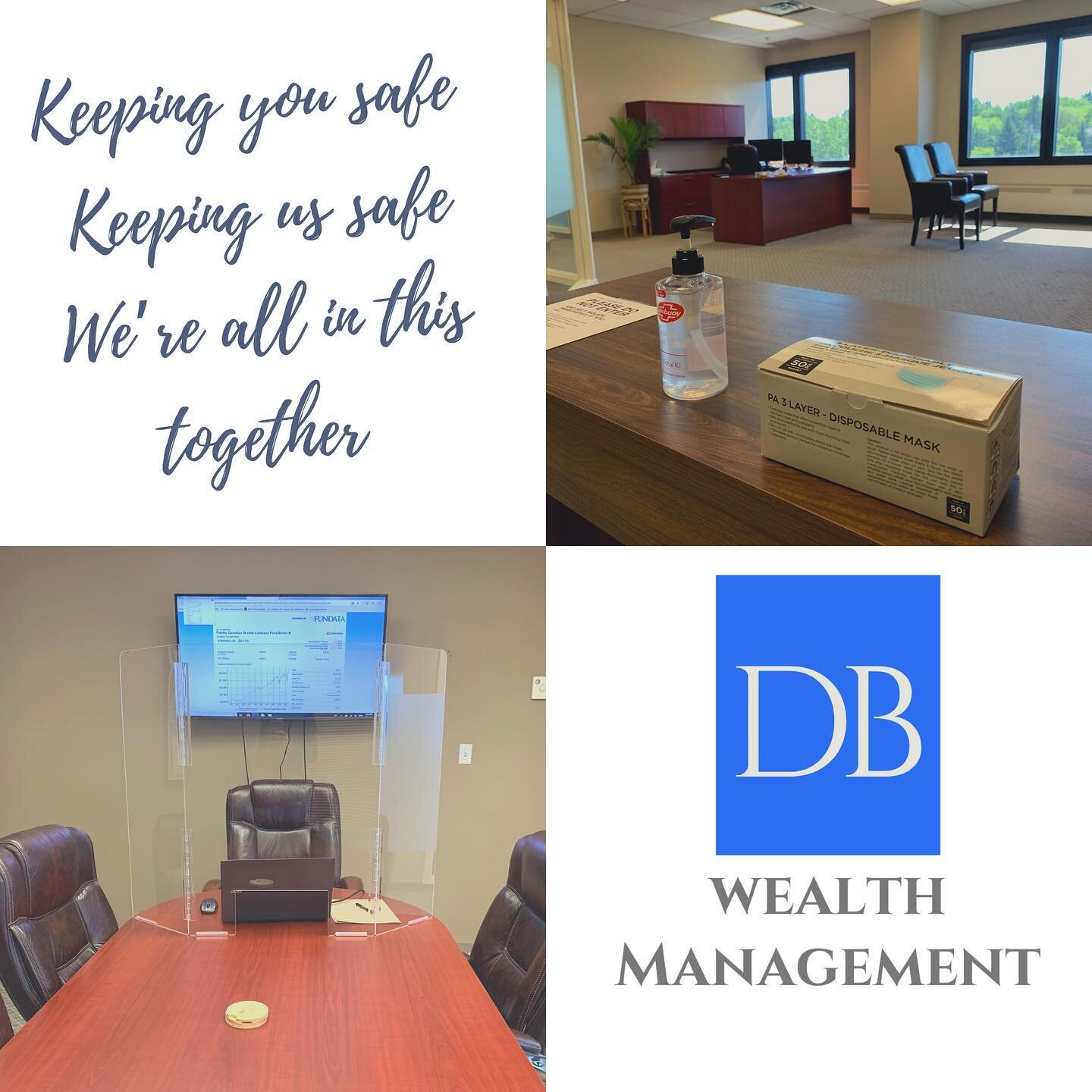 Doing our part to keep you safe and keep us safe. Masks and sanitizer are available to our clients upon entry. As well as, plexiglass partitions and personal distancing during appointments in our boardroom. We are also happy to offer video conferenci
