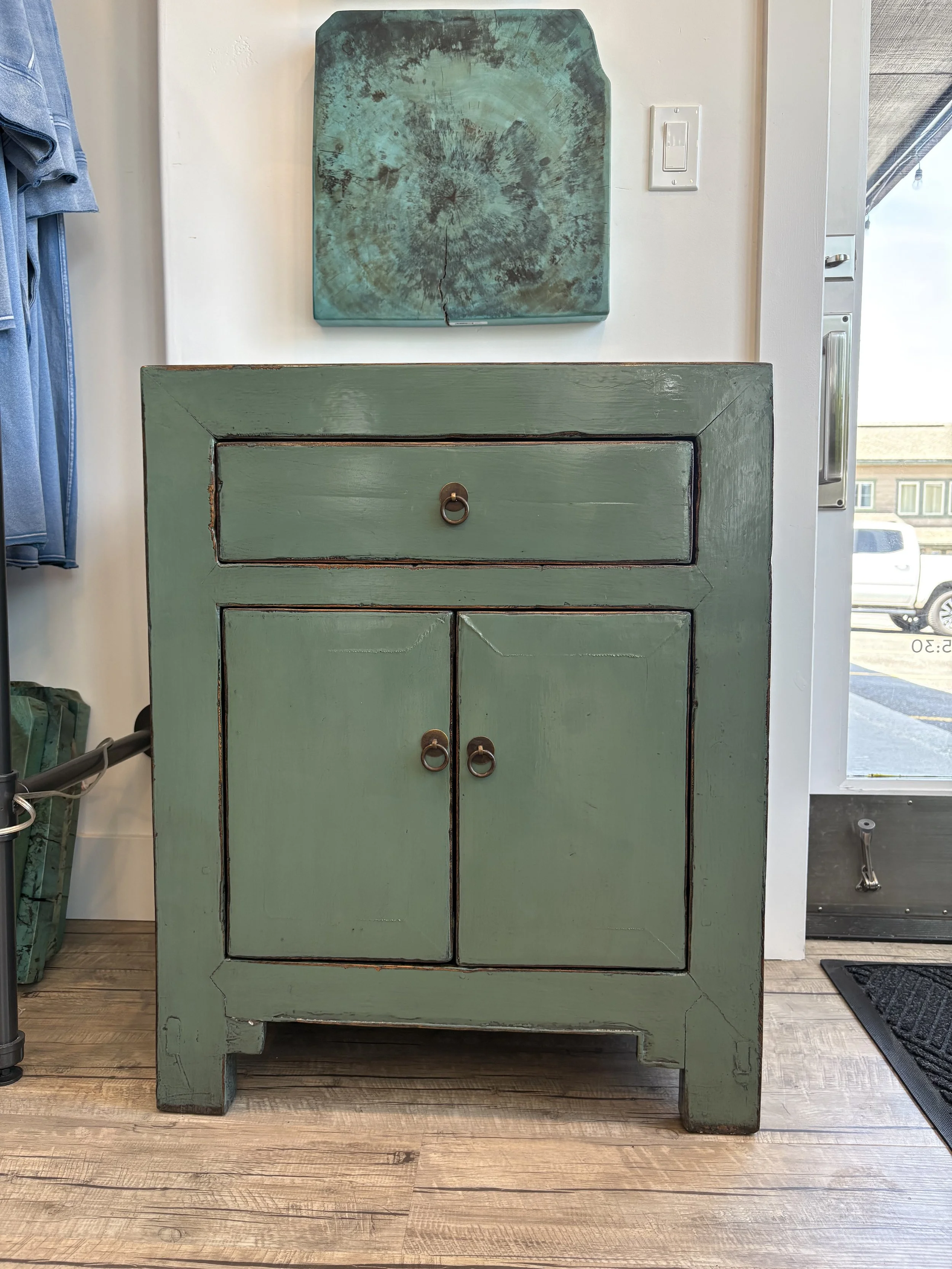 Antique Green Accent Cabinet