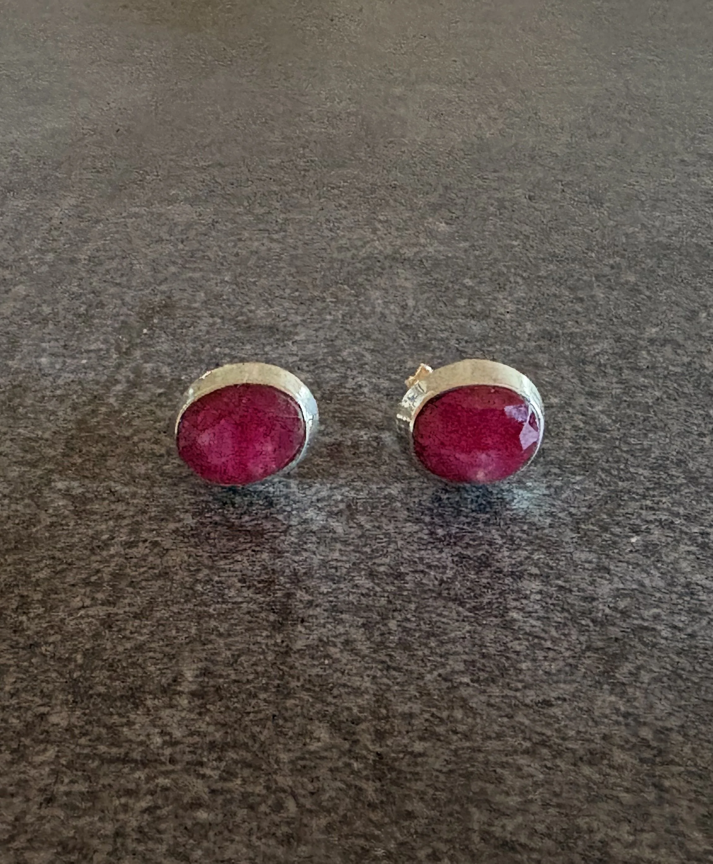 Faceted Ruby Stud Earrings