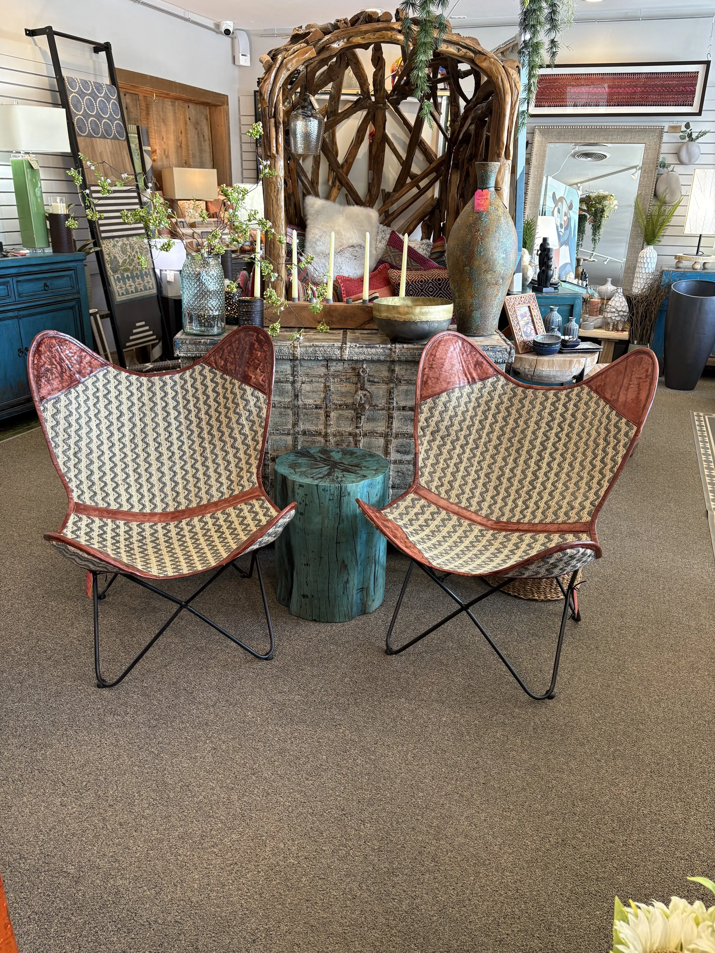 Canvas & Leather Butterfly Chair