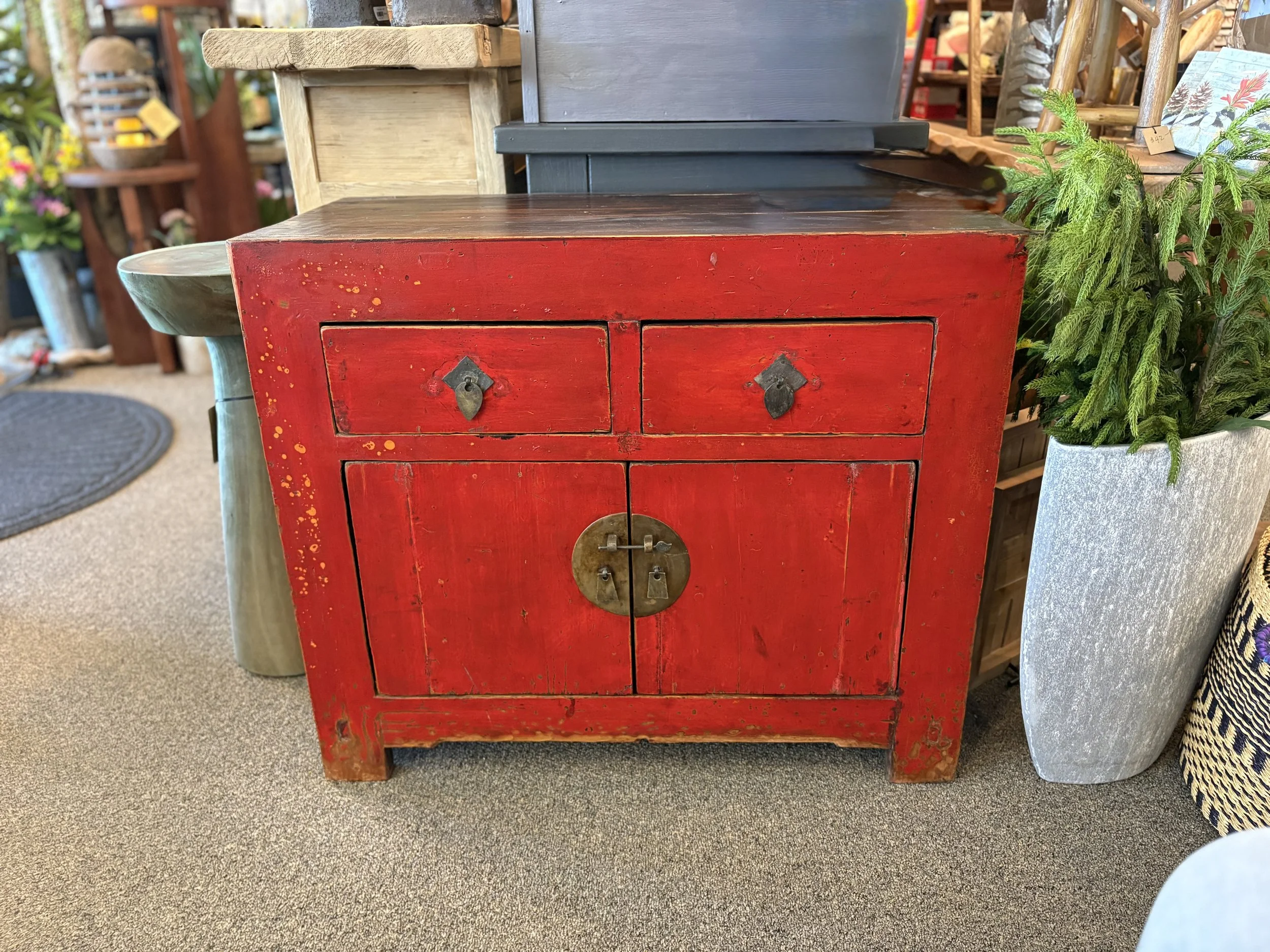 Antique Asian Red Cabinet