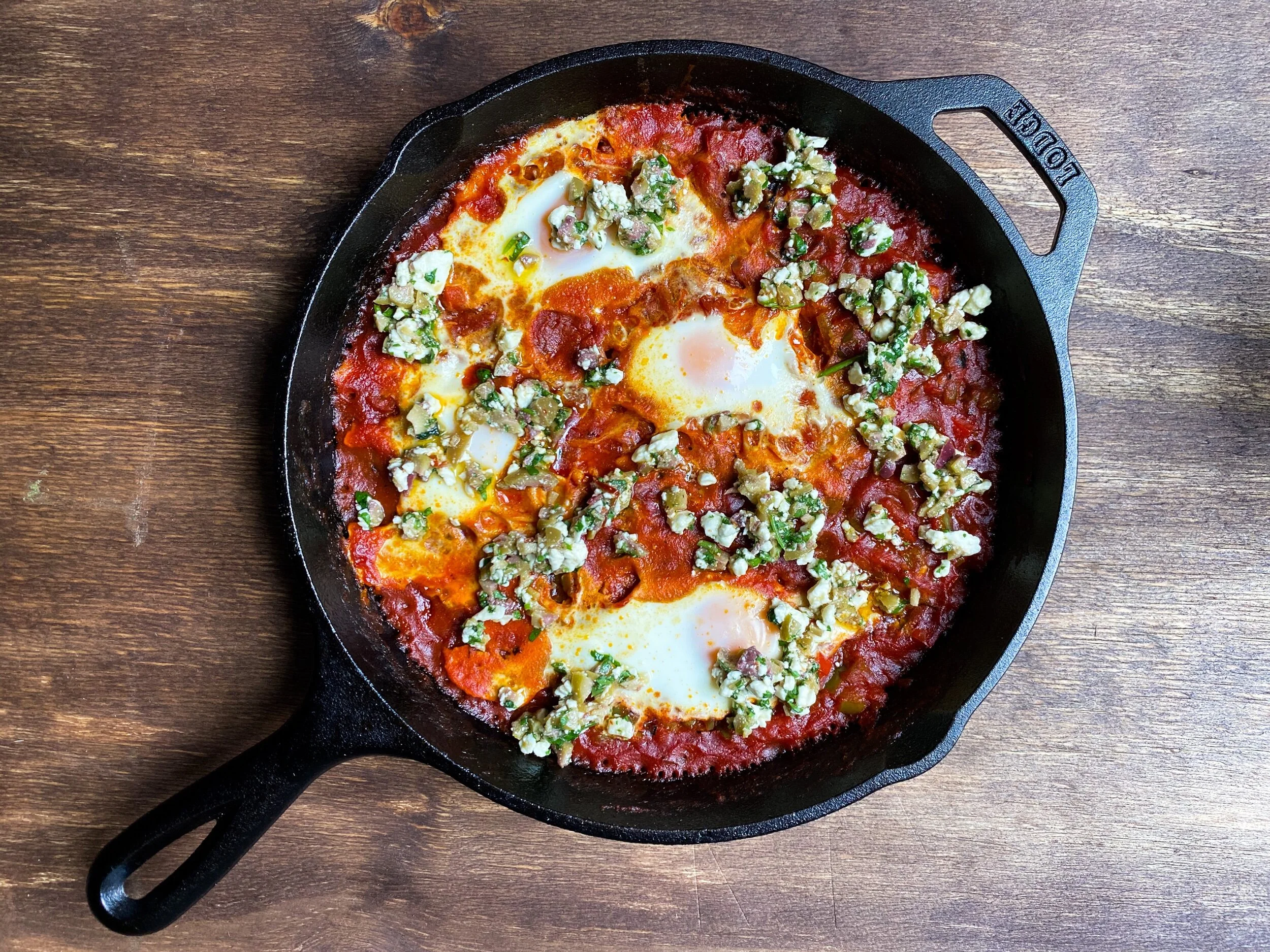 Shakshuka with Feta and Olive Tapenade