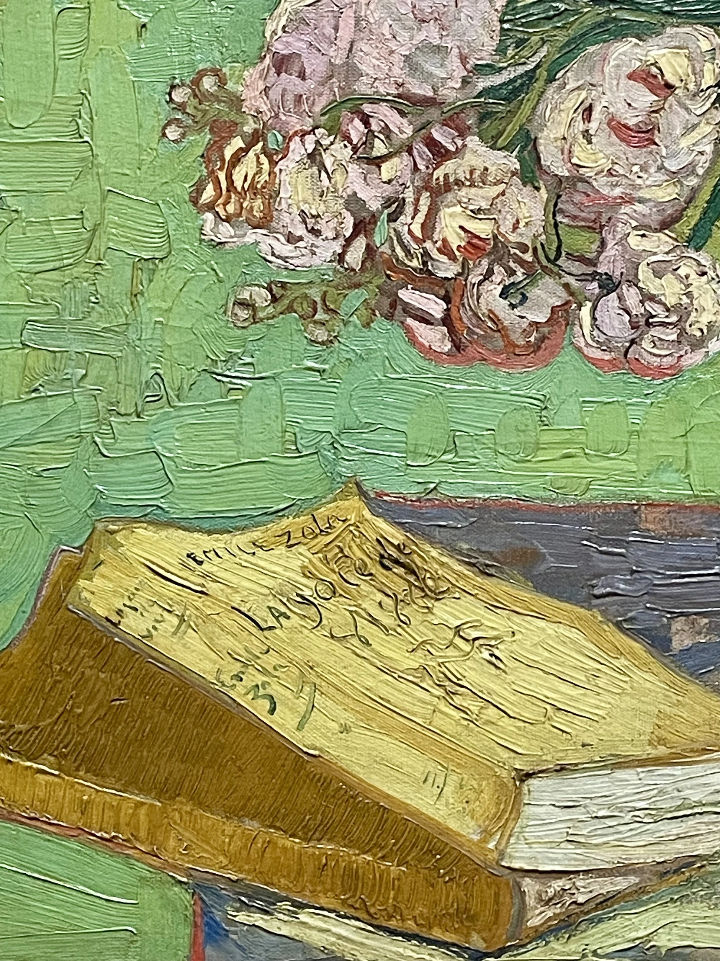 Detail of Oleanders, 1888 with a book by Émile Zola