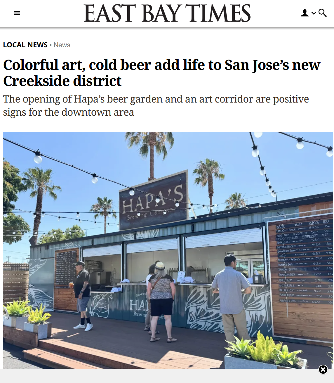 Colorful Art, Cold Beer add life to san Jose’s New Creekside District