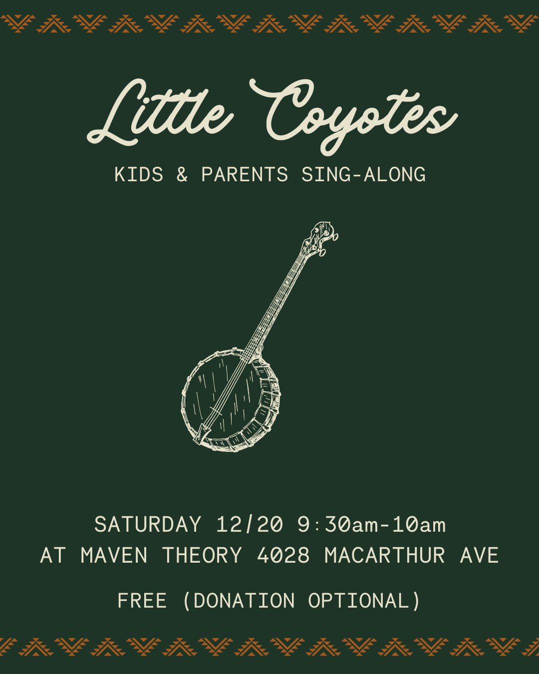 12/20 Little Coyotes Kids Sing-along at Maven Theory