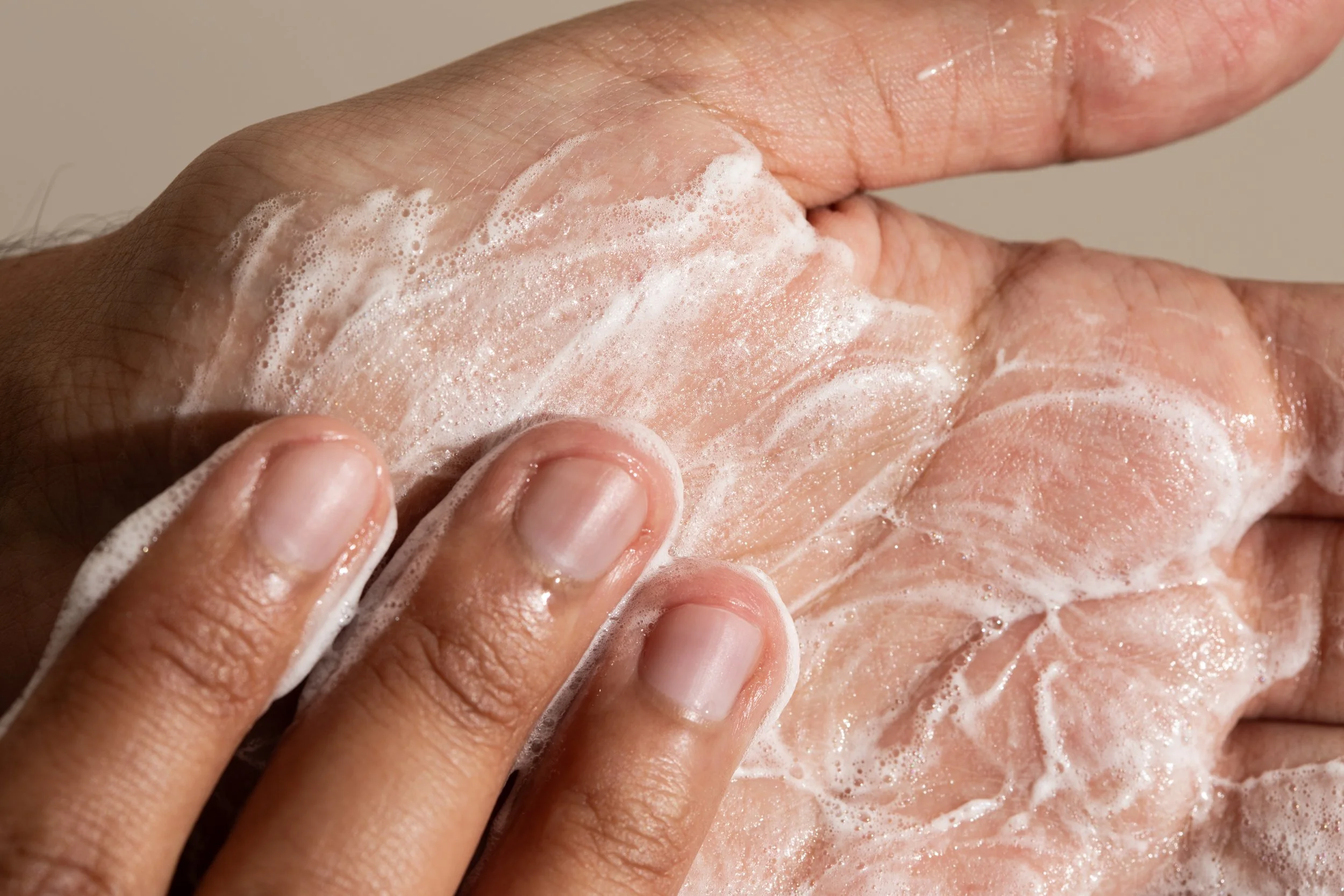 Palm Springs Hand and Body Wash lathering in hands