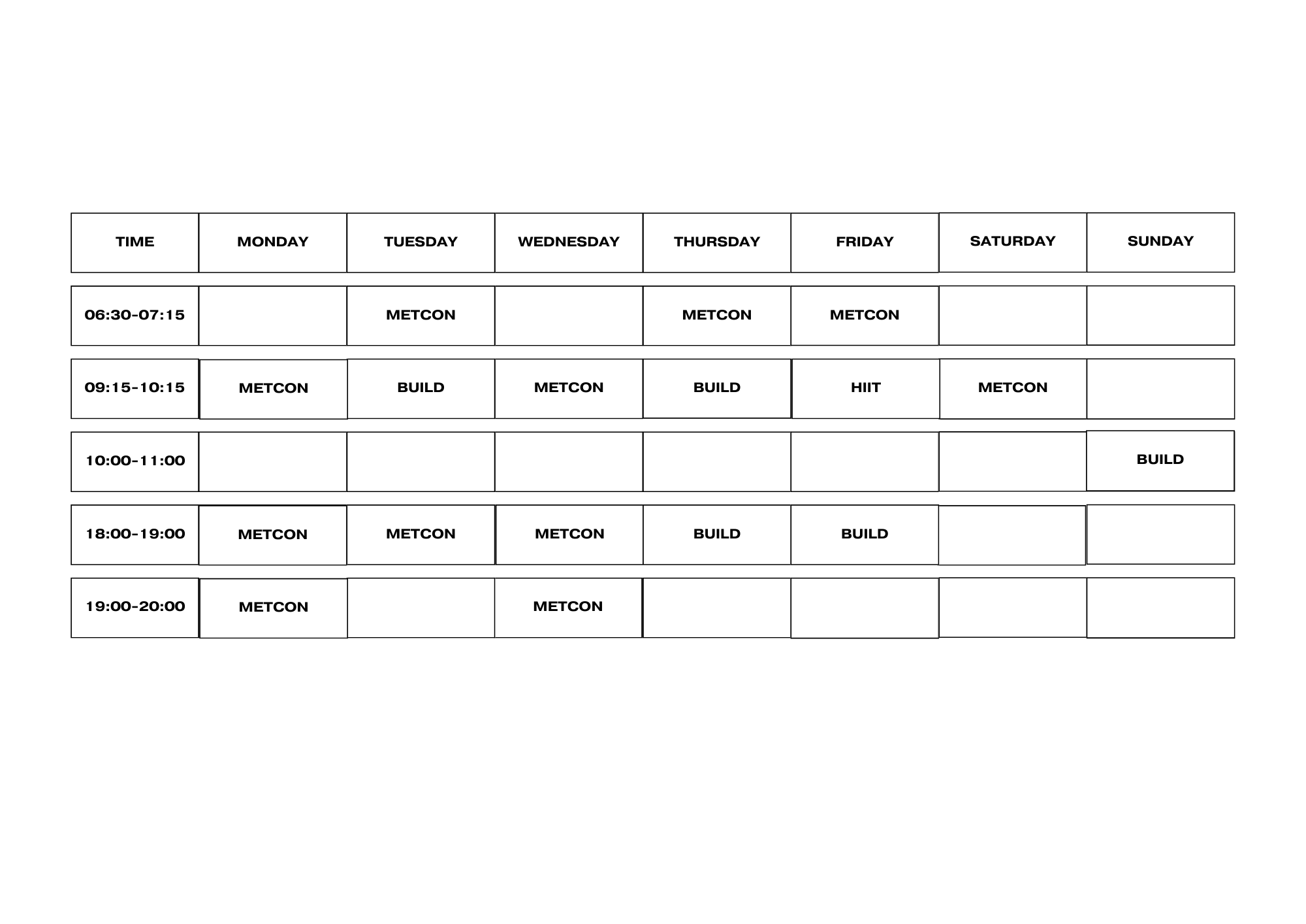 Class Timetable — Leeman Fitness