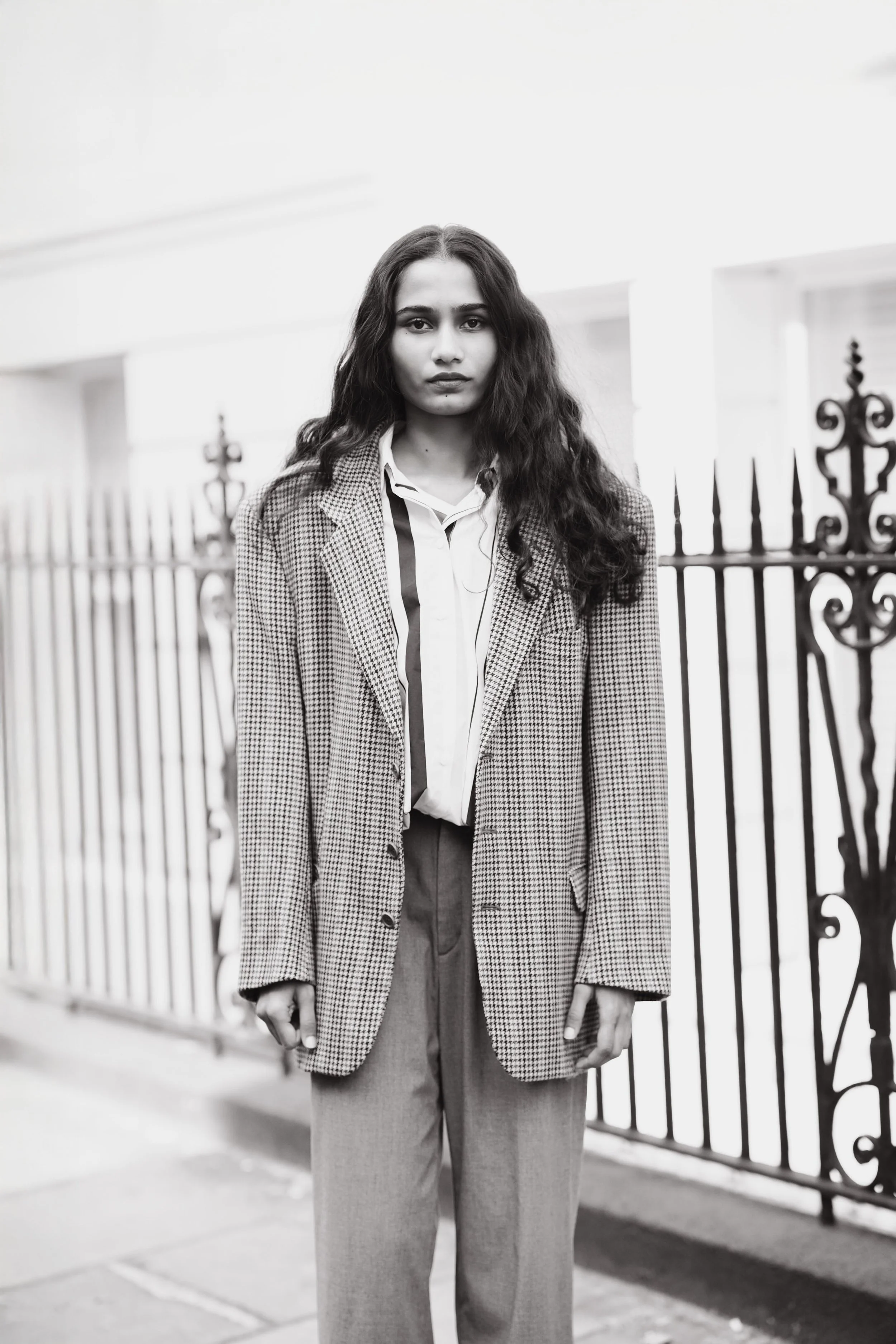 Editorial fashion portrait photographed by Ieva Umbrasaite in London