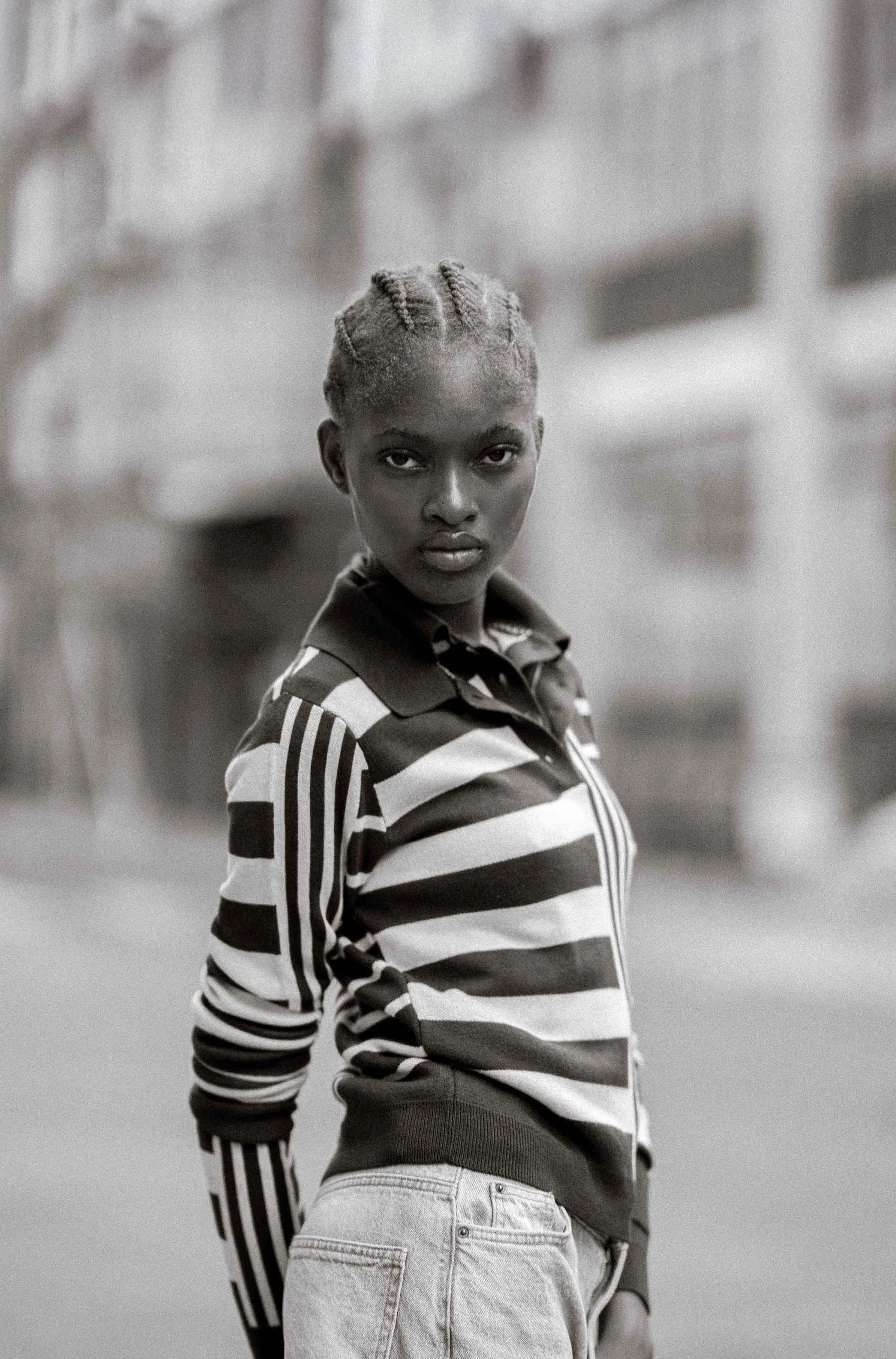 Editorial fashion portrait photographed by Ieva Umbrasaite in London