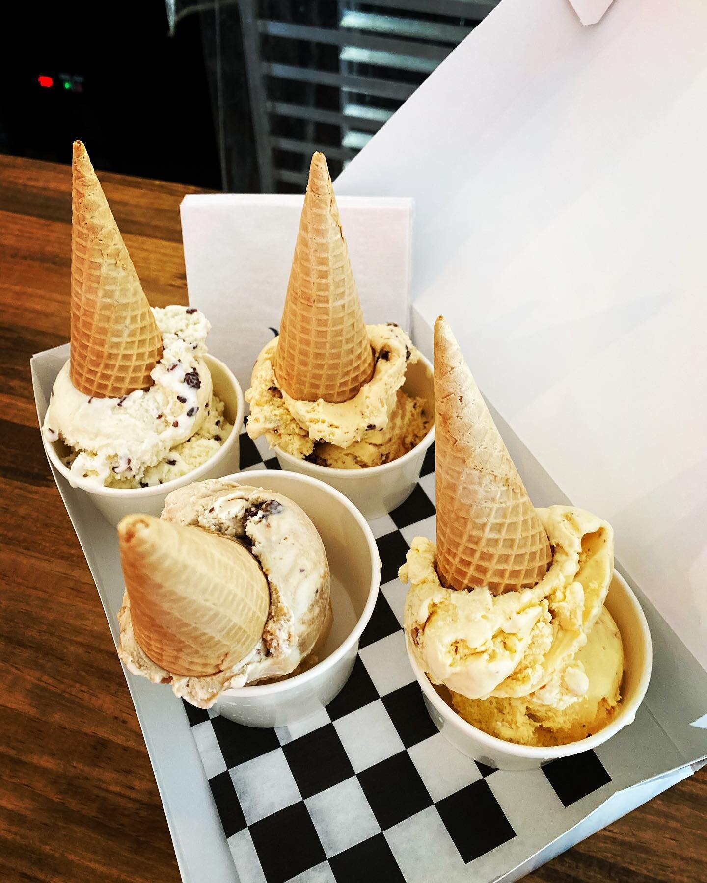 When the shop is too busy to go out for ice cream. We celebrate a new contract with waffle cones 🍦 to-go!!!