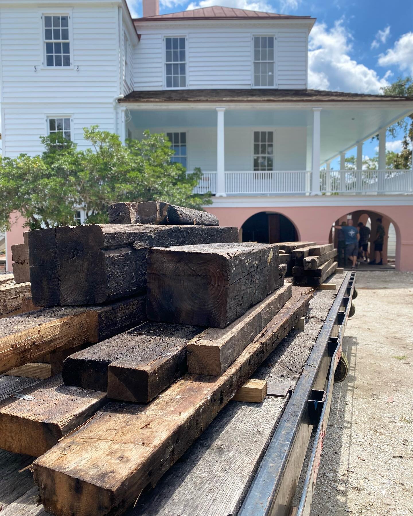In Production // While install of the custom cabinetry is underway at this historic waterfront property - Downtown Beaufort.  We are thrilled to also have the opportunity to repurpose some of the original hand-hewn beams from the house.  We're talkin
