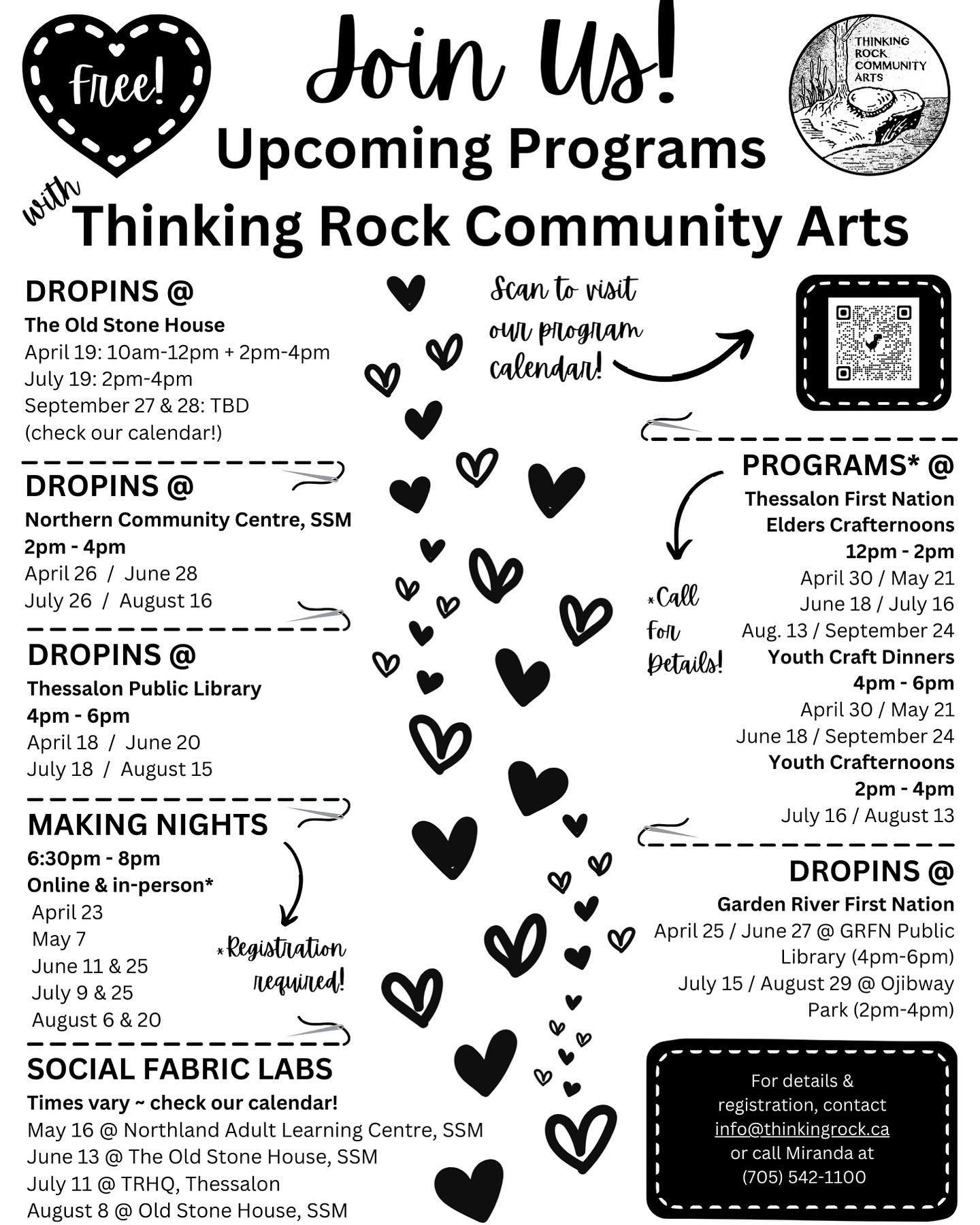 **NEW UPDATES!**
SPRING 🪺 ☀️ 🌱 with us into an exciting array of programming at Thinking Rock Community Arts!
.
We&rsquo;ve got programming planned that will keep you creatively connected, and making in all ways, through Spring, Summer, and BEYOND!