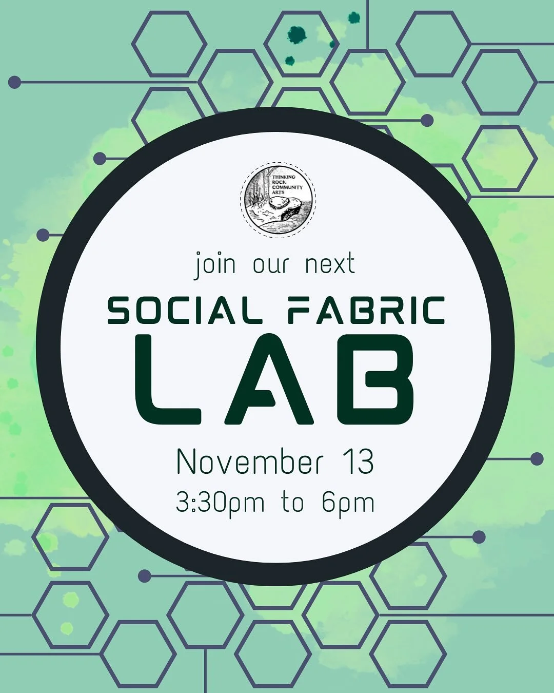 Join our next Social Fabric Lab, from 3:30pm to 6pm on Thursday, November 13th!
.
We&rsquo;ll gather at Thinking Rock HQ (199 Main Street, Thessalon, ON) to participate in a gentle, co-creative artmaking challenge: working with collected snippets of 