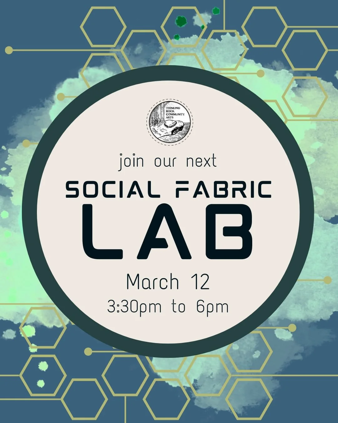 Join our next Social Fabric Lab, from 3:30pm to 6pm on Thursday, March 12th!
.
We&rsquo;ll gather at Thinking Rock HQ (199 Main Street, Thessalon, ON) to participate in two gentle, co-creative artmaking activities:
.
💚 Weaving contributions to the W