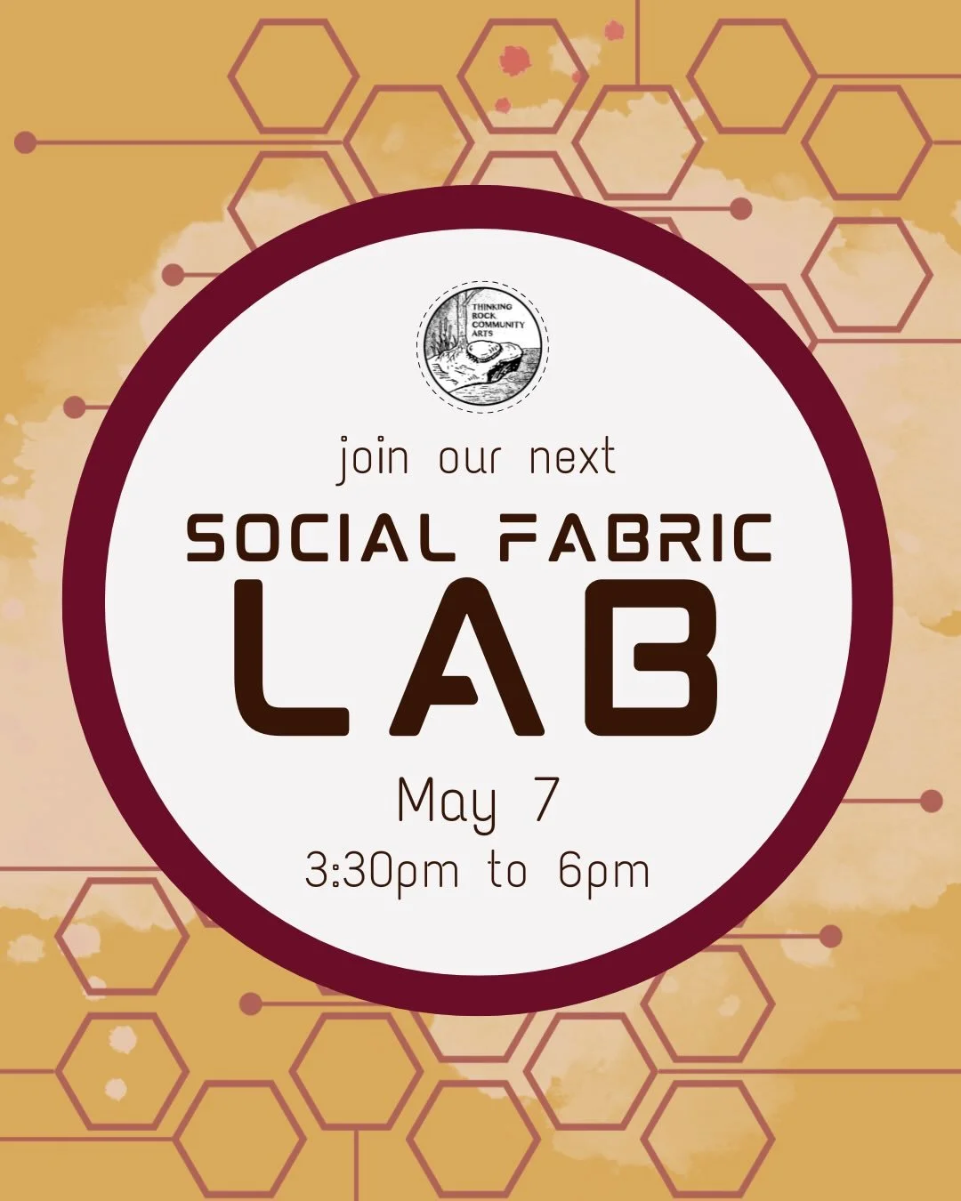 Join our next Social Fabric Lab, from 3:30pm to 6pm on Thursday, May 7th!
.
We&rsquo;ll gather at Thinking Rock HQ (199 Main Street, Thessalon, ON) to participate in two gentle, co-creative artmaking activities:
.
💚 Working to complete our latest UF
