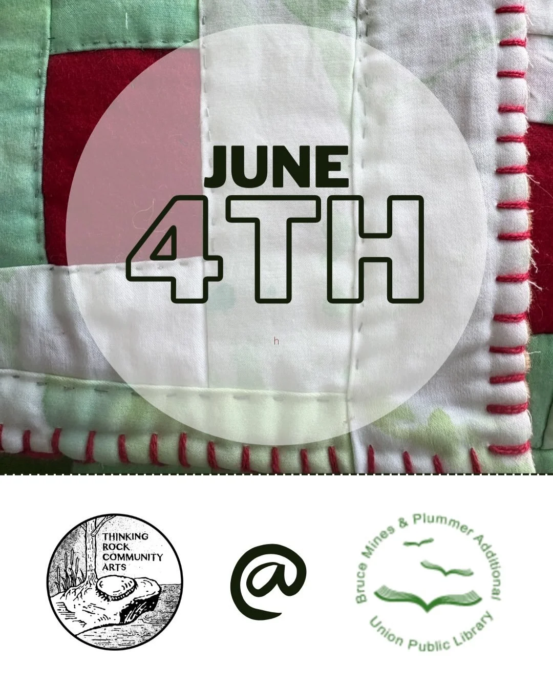 * NOTE: Adjusted timing for today! *
3pm to 4:30pm
.
We&rsquo;re back at the Bruce Mines &amp; Plummer Additional Union Public Library (33 Desbarats St., Bruce Mines) on Thursday, June 4th from 3pm to 4:30pm for our next Social Fabric drop-in!
.
We&r