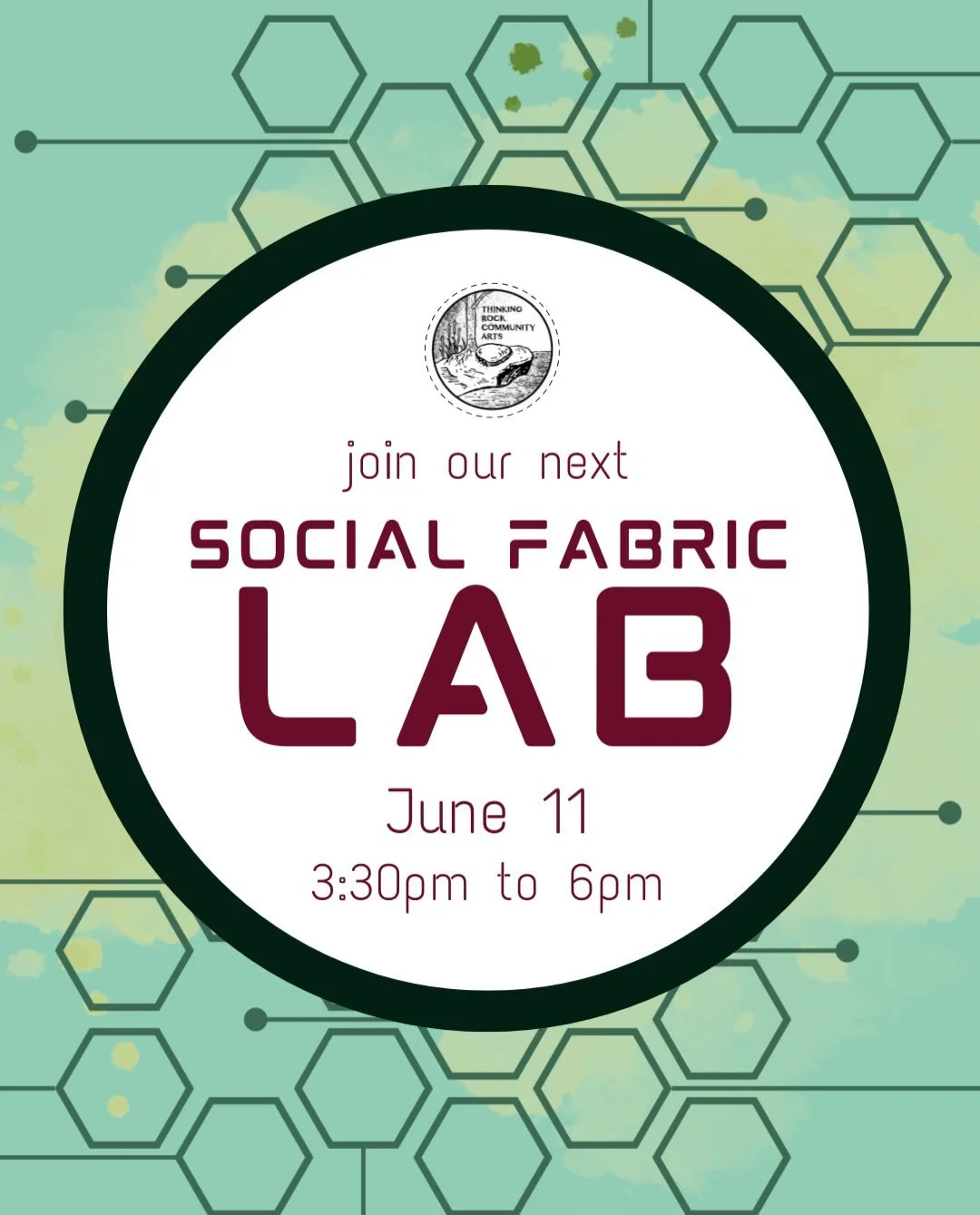 Join our next Social Fabric Lab, from 3:30pm to 6pm on Thursday, June 11th!
.
We&rsquo;ll gather at Thinking Rock HQ (199 Main Street, Thessalon, ON) to participate in two gentle, co-creative artmaking activities:
.
🌞☁️ Using writing prompts to expl