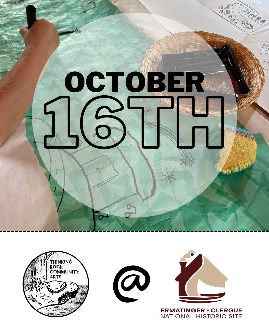 We&rsquo;re back at the Ermatinger Clergue National Historic Site this Friday, October 16th for our next Social Fabric drop-in! Join us there (800 Bay Street, SSM, ON) from 2pm to 4pm for some gentle, all-ages artmaking.
.
We&rsquo;ll bring some hand
